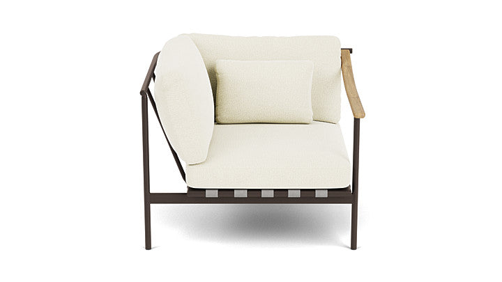 Barlow Tyrie Around Deep Seating Single Lounge Chair with Aluminium Left Arm and Teak Right Arm