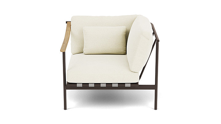 Barlow Tyrie Around Deep Seating Single Lounge Chair with Teak Left Arm and Aluminium Right Arm