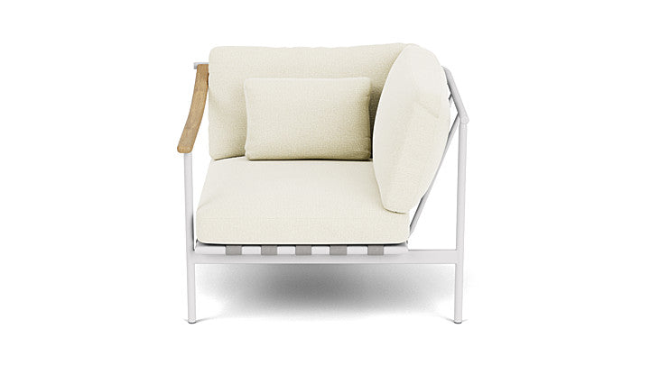 Barlow Tyrie Around Deep Seating Single Lounge Chair with Teak Left Arm and Aluminium Right Arm