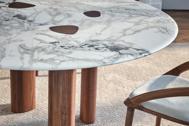 Porada Oswood Round & Rectangular Shaped Marble Dining Table