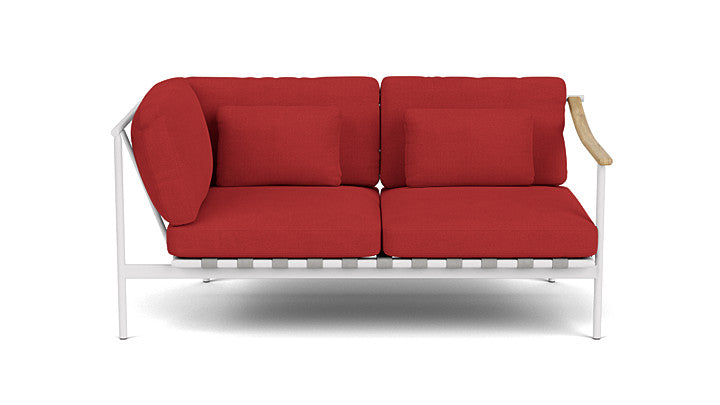 Barlow Tyrie Around Deep Seating Double Lounge Sofa with Aluminium Left Arm and Teak Right Arm