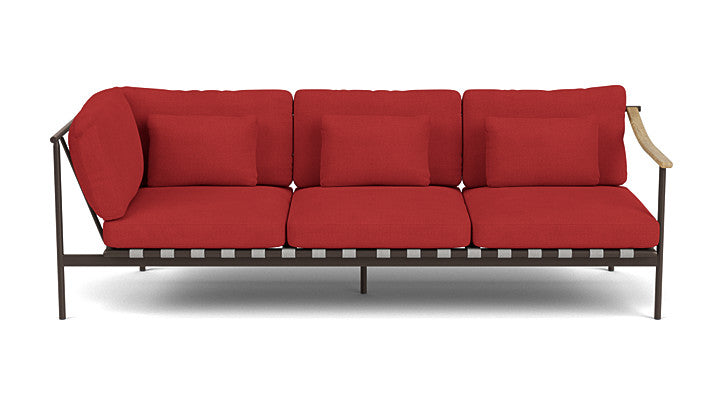 Barlow Tyrie Around Deep Seating Triple Lounge Sofa with Aluminium Left Arm and Teak Right Arm