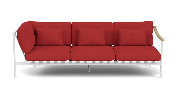 Barlow Tyrie Around Deep Seating Triple Lounge Sofa with Aluminium Left Arm and Teak Right Arm