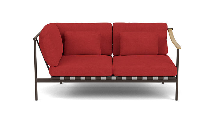 Barlow Tyrie Around Deep Seating Double Lounge Sofa with Aluminium Left Arm and Teak Right Arm