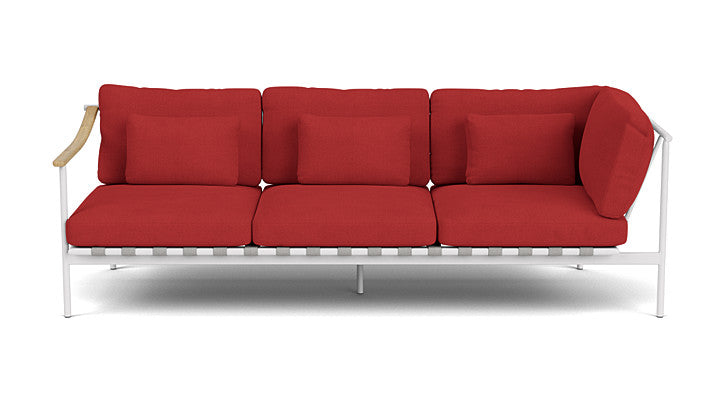 Barlow Tyrie Around Deep Seating Triple Lounge Sofa with Teak Left Arm and Aluminium Right Arm