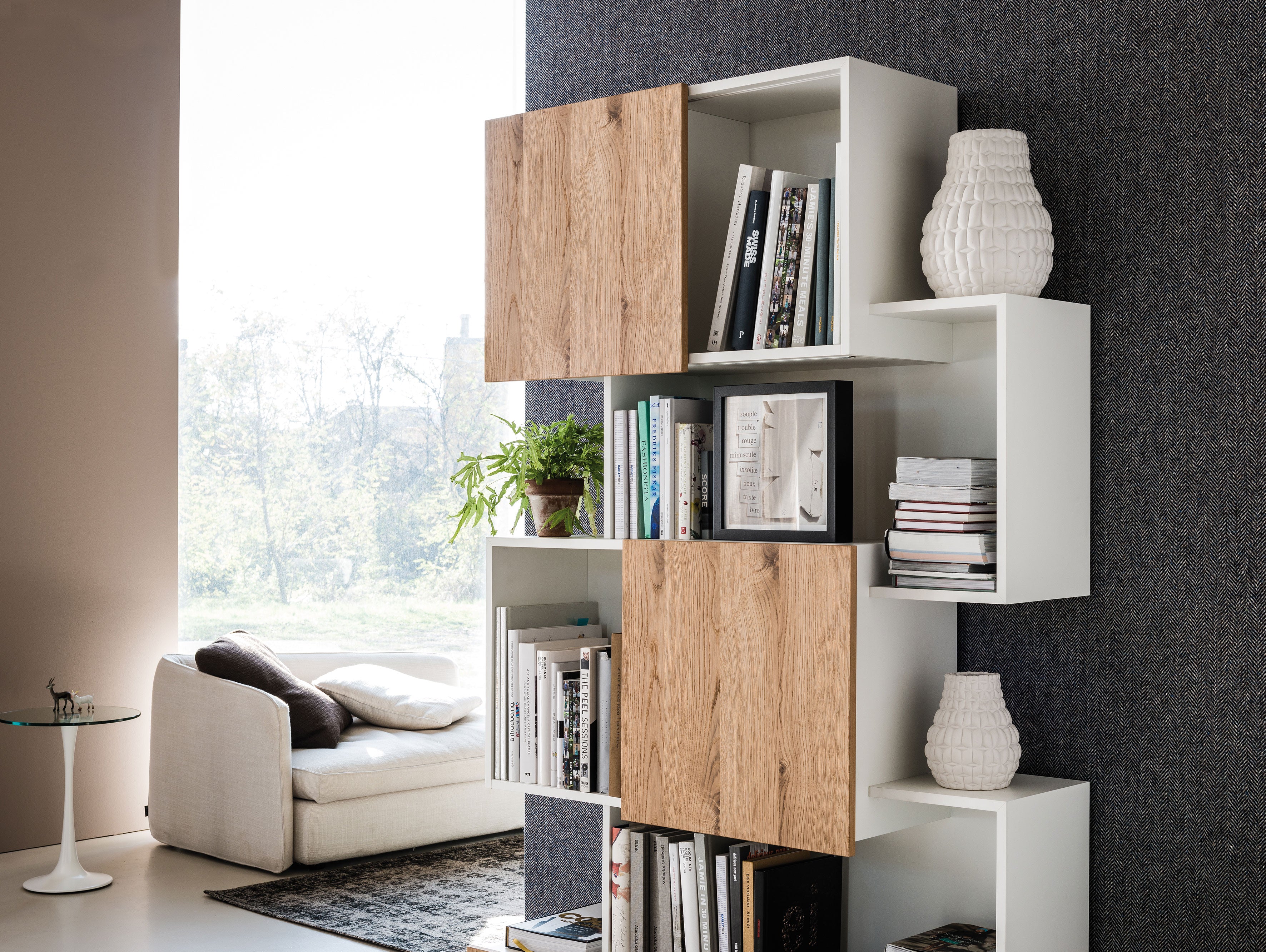 Cattelan Italia Piquant Bookshelves With Sliding Doors