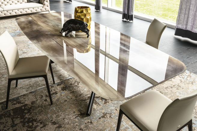 Cattelan Italia Planer Crystalart Rectangular & Barrel-Shaped Dining Table
