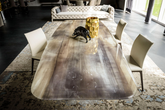 Cattelan Italia Planer Crystalart Rectangular & Barrel-Shaped Dining Table