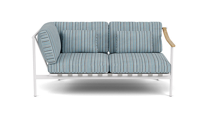 Barlow Tyrie Around Deep Seating Double Lounge Sofa with Aluminium Left Arm and Teak Right Arm