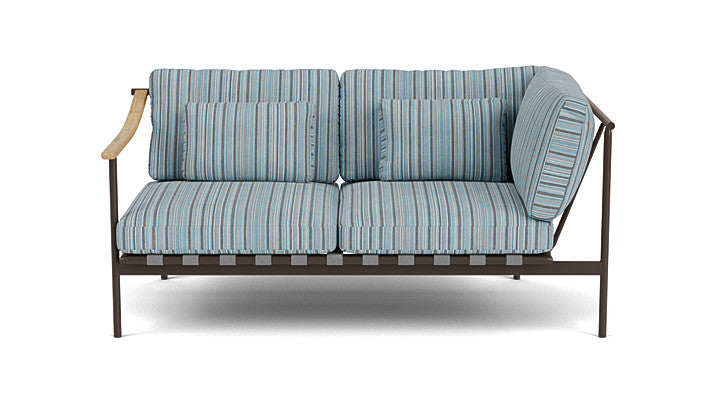 Barlow Tyrie Around Deep Seating Double Lounge Sofa with Teak Left Arm and Aluminium Right Arm