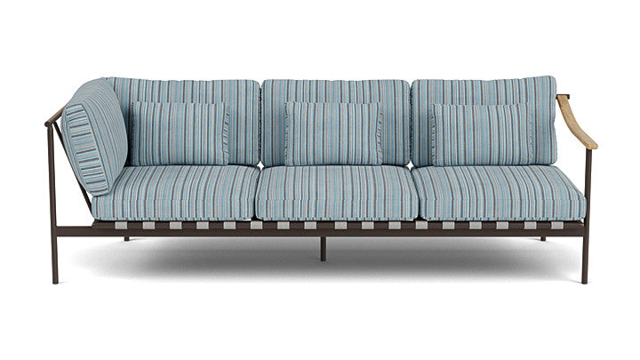 Barlow Tyrie Around Deep Seating Triple Lounge Sofa with Aluminium Left Arm and Teak Right Arm