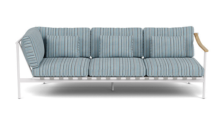 Barlow Tyrie Around Deep Seating Triple Lounge Sofa with Aluminium Left Arm and Teak Right Arm