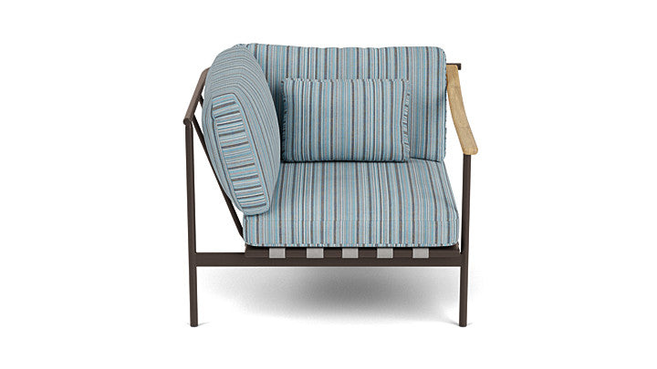 Barlow Tyrie Around Deep Seating Single Lounge Chair with Aluminium Left Arm and Teak Right Arm