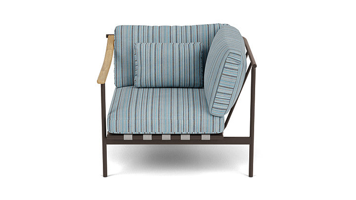 Barlow Tyrie Around Deep Seating Single Lounge Chair with Teak Left Arm and Aluminium Right Arm