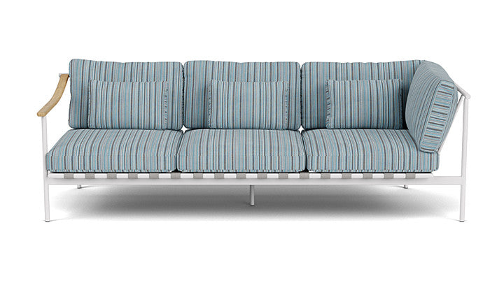 Barlow Tyrie Around Deep Seating Triple Lounge Sofa with Teak Left Arm and Aluminium Right Arm