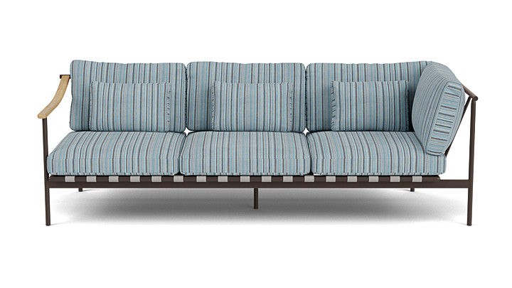 Barlow Tyrie Around Deep Seating Triple Lounge Sofa with Teak Left Arm and Aluminium Right Arm