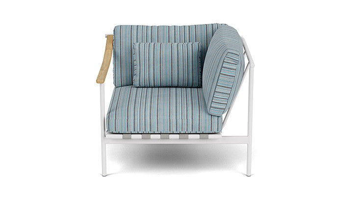 Barlow Tyrie Around Deep Seating Single Lounge Chair with Teak Left Arm and Aluminium Right Arm