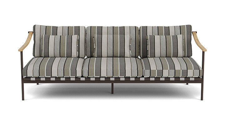 Barlow Tyrie Around Deep Seating Triple Lounge Sofa with Teak Arms