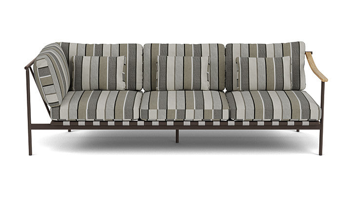 Barlow Tyrie Around Deep Seating Triple Lounge Sofa with Aluminium Left Arm and Teak Right Arm