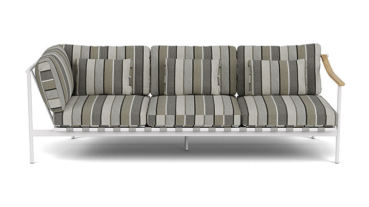 Barlow Tyrie Around Deep Seating Triple Lounge Sofa with Aluminium Left Arm and Teak Right Arm