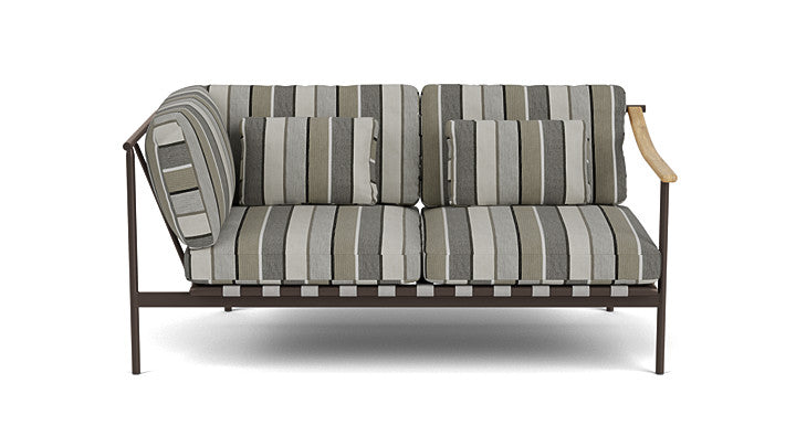 Barlow Tyrie Around Deep Seating Double Lounge Sofa with Aluminium Left Arm and Teak Right Arm