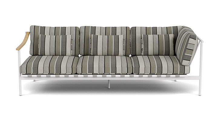 Barlow Tyrie Around Deep Seating Triple Lounge Sofa with Teak Left Arm and Aluminium Right Arm