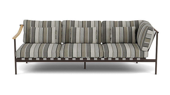 Barlow Tyrie Around Deep Seating Triple Lounge Sofa with Teak Left Arm and Aluminium Right Arm