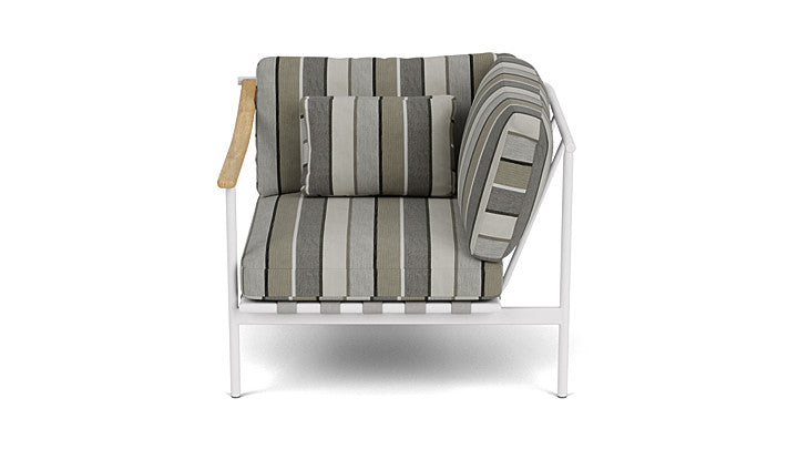 Barlow Tyrie Around Deep Seating Single Lounge Chair with Teak Left Arm and Aluminium Right Arm