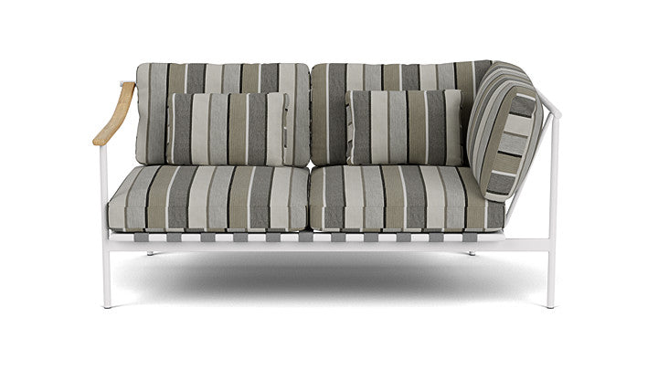 Barlow Tyrie Around Deep Seating Double Lounge Sofa with Teak Left Arm and Aluminium Right Arm