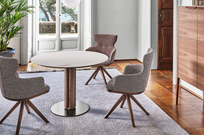 Porada Quadrifoglio Marble Round Dining Table – Single Base