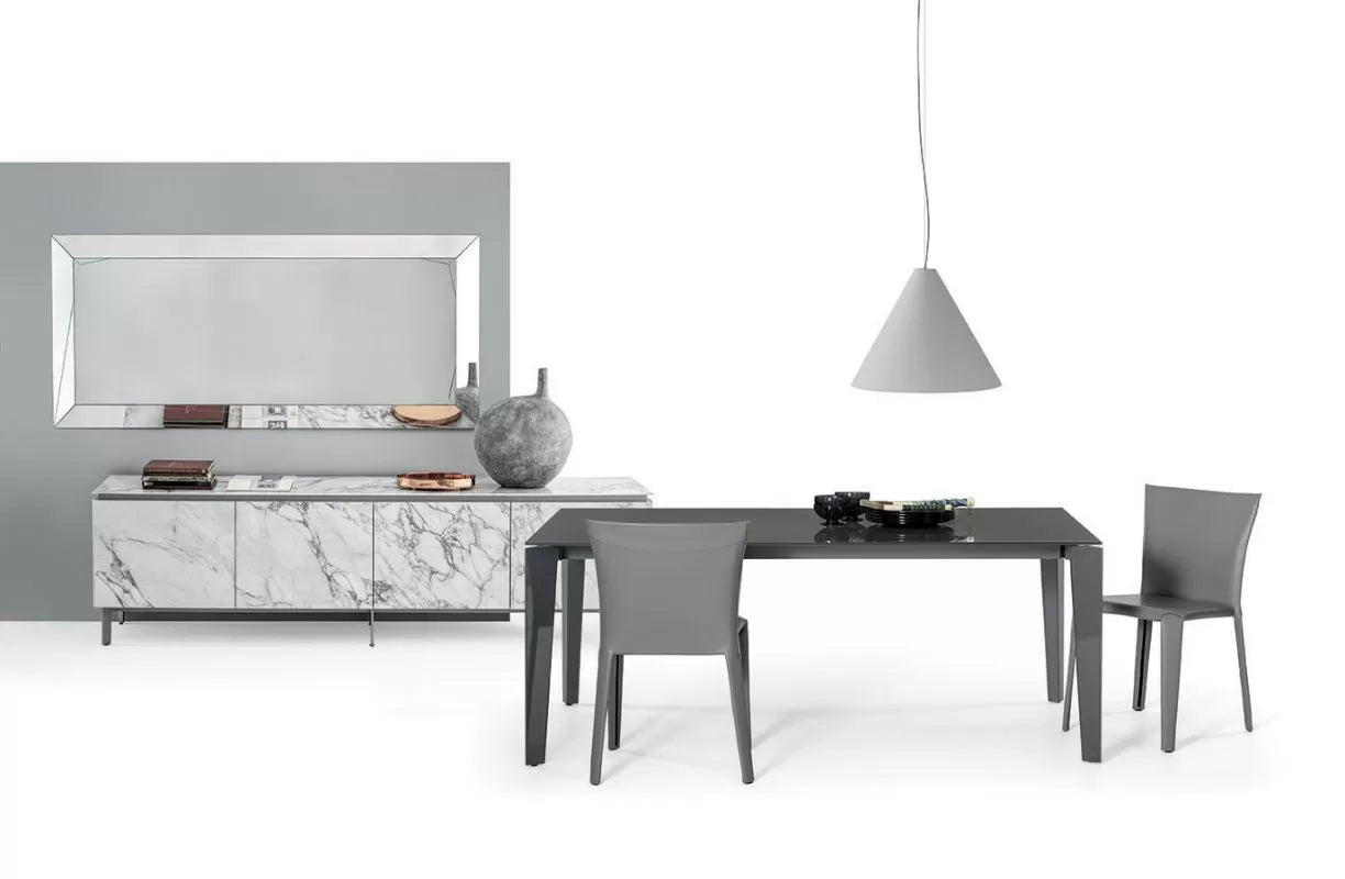 Senso Table with extensions and lacquered metal frame