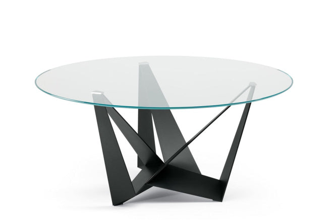 Cattelan Italia Skorpio Glass & Wood Round Dining Table