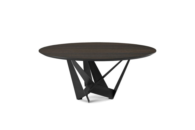 Cattelan Italia Skorpio Glass & Wood Round Dining Table