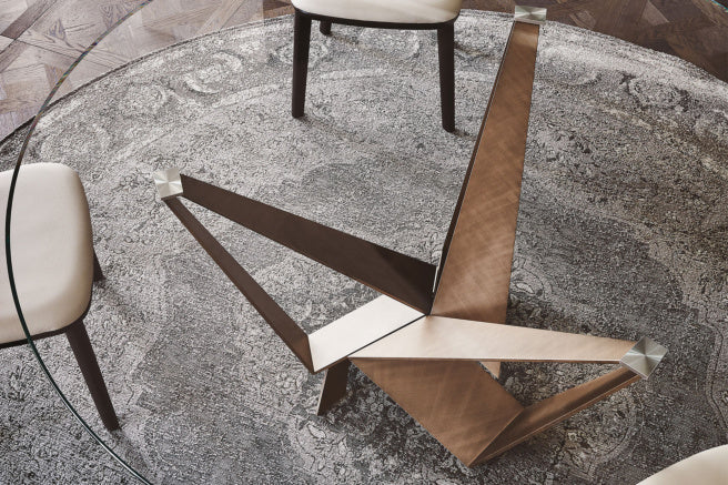 Cattelan Italia Skorpio Glass & Wood Round Dining Table