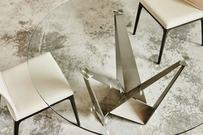 Cattelan Italia Skorpio Glass & Wood Round Dining Table
