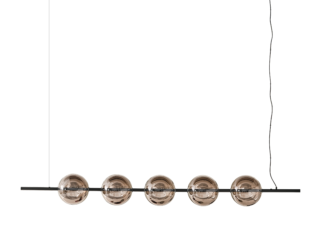 Sferatus Pendant lamp with metal frame and 3 partially mirrored borosilicate glass spheres
