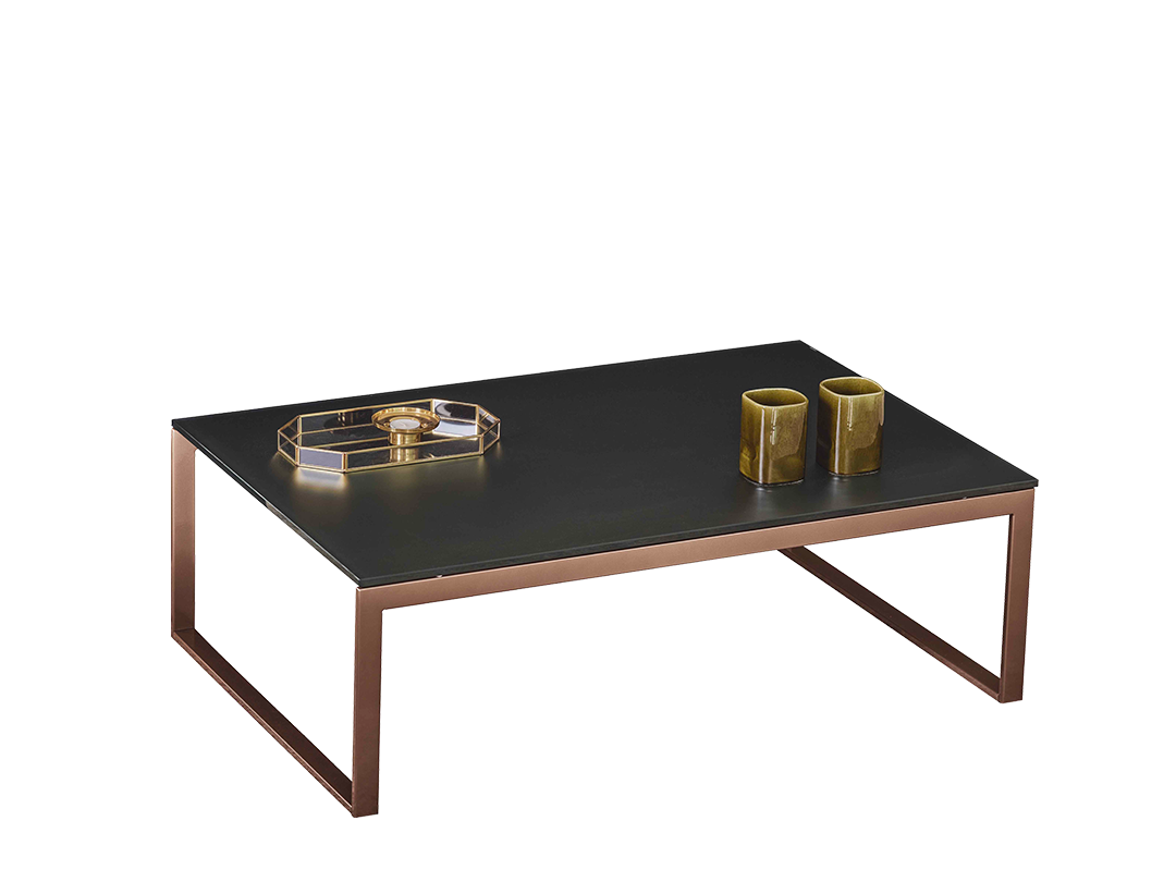 Hip Hop Coffee table with metal frame and top in Glossy glass and Velvet matt anti-scratch lacquered glass