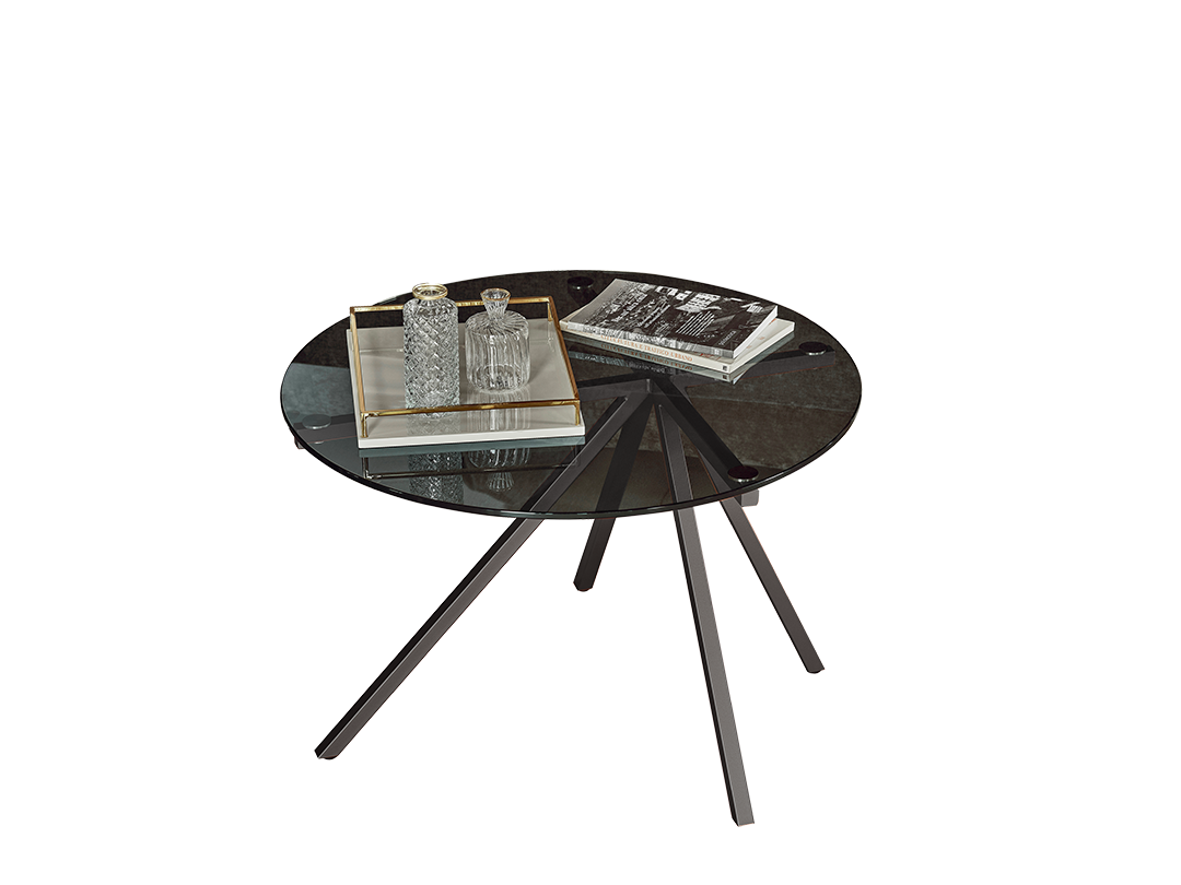 Ray Coffee table with lacquered etal frame and top in Glass