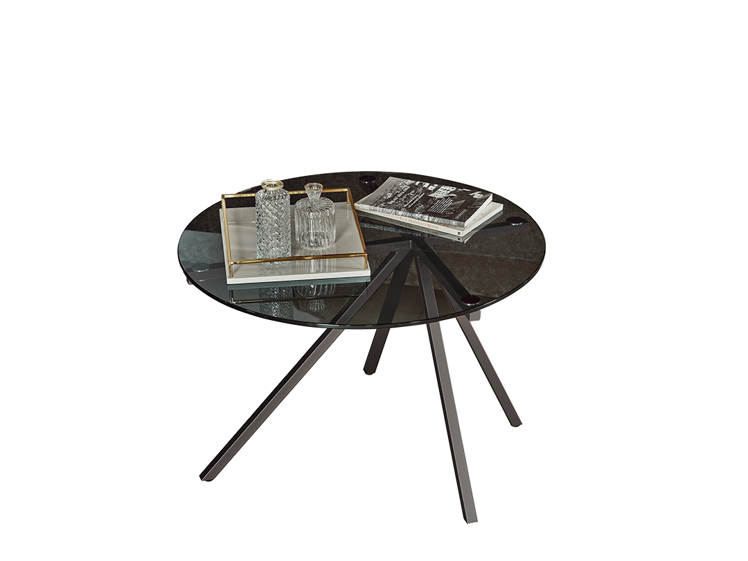 Ray Coffee table with lacquered metal frame and top in Glass