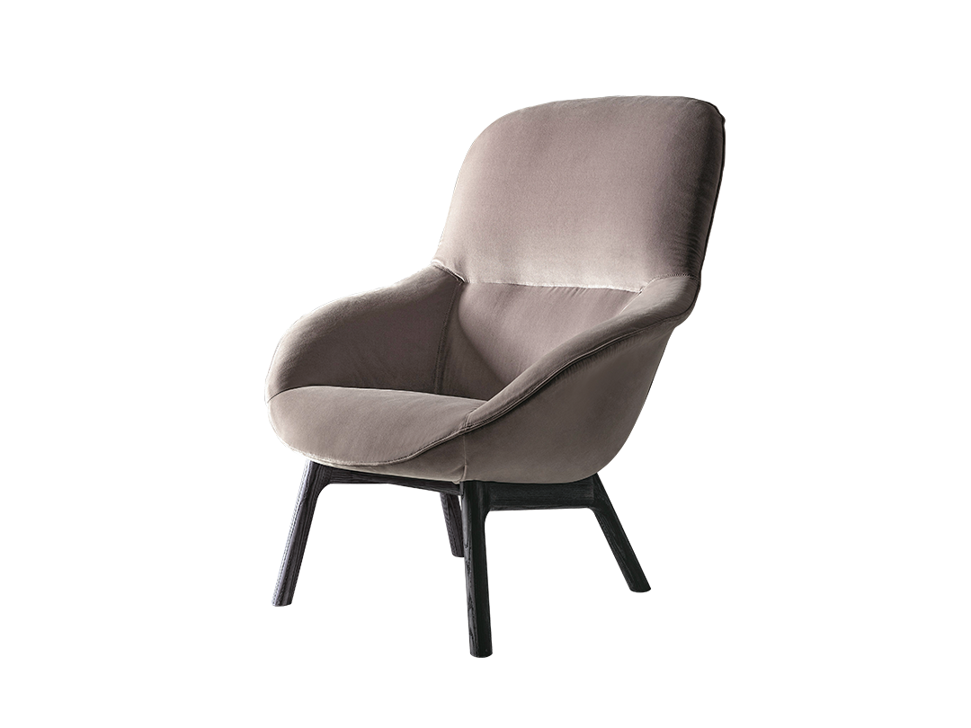 Long Island Armchair with aluminium swivel central leg