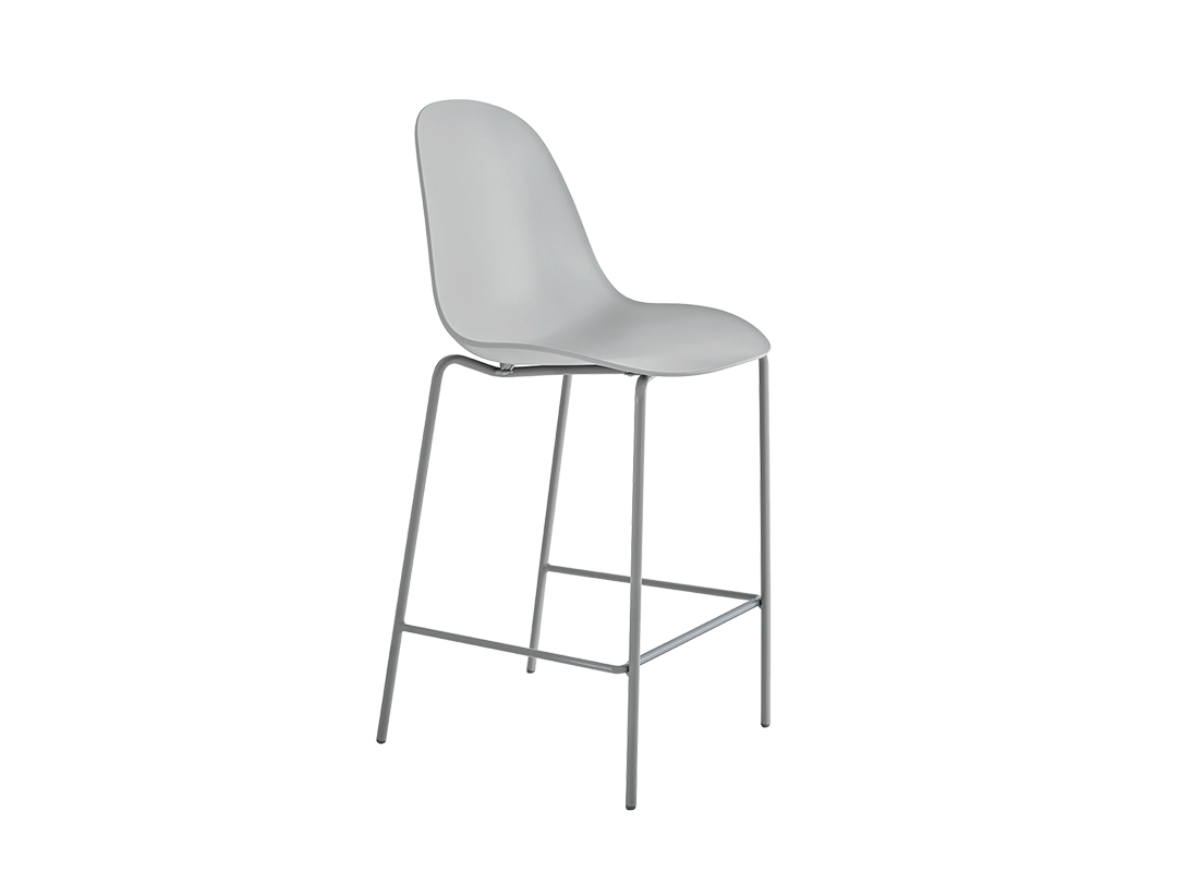 Mood Barstool Outdoor Outdoor high barstool with lacquered metal frame round section and shell in polypropylene