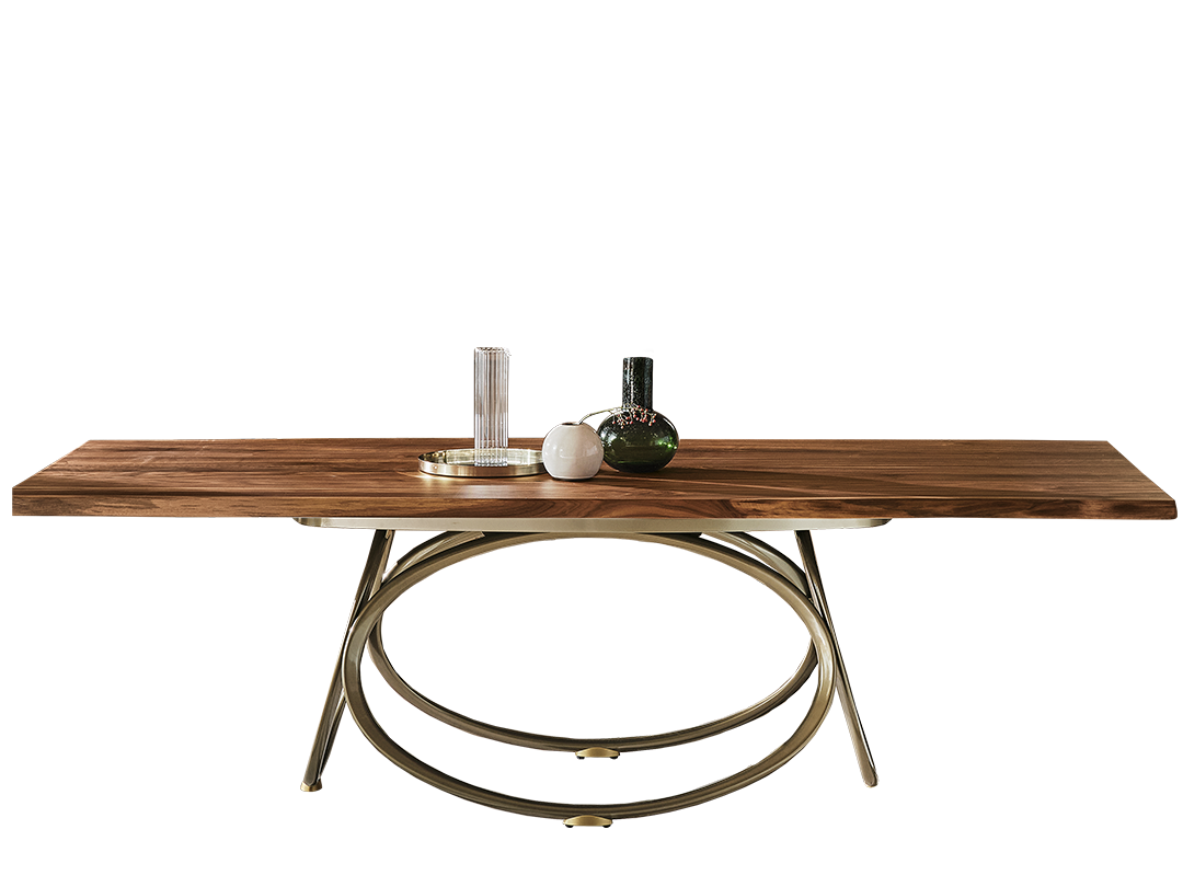 Louis Barrel fix table with metal frame and top in: Veneer