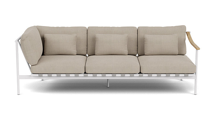 Barlow Tyrie Around Deep Seating Triple Lounge Sofa with Aluminium Left Arm and Teak Right Arm