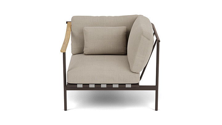 Barlow Tyrie Around Deep Seating Single Lounge Chair with Teak Left Arm and Aluminium Right Arm