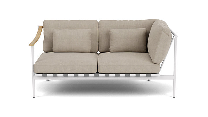 Barlow Tyrie Around Deep Seating Double Lounge Sofa with Teak Left Arm and Aluminium Right Arm