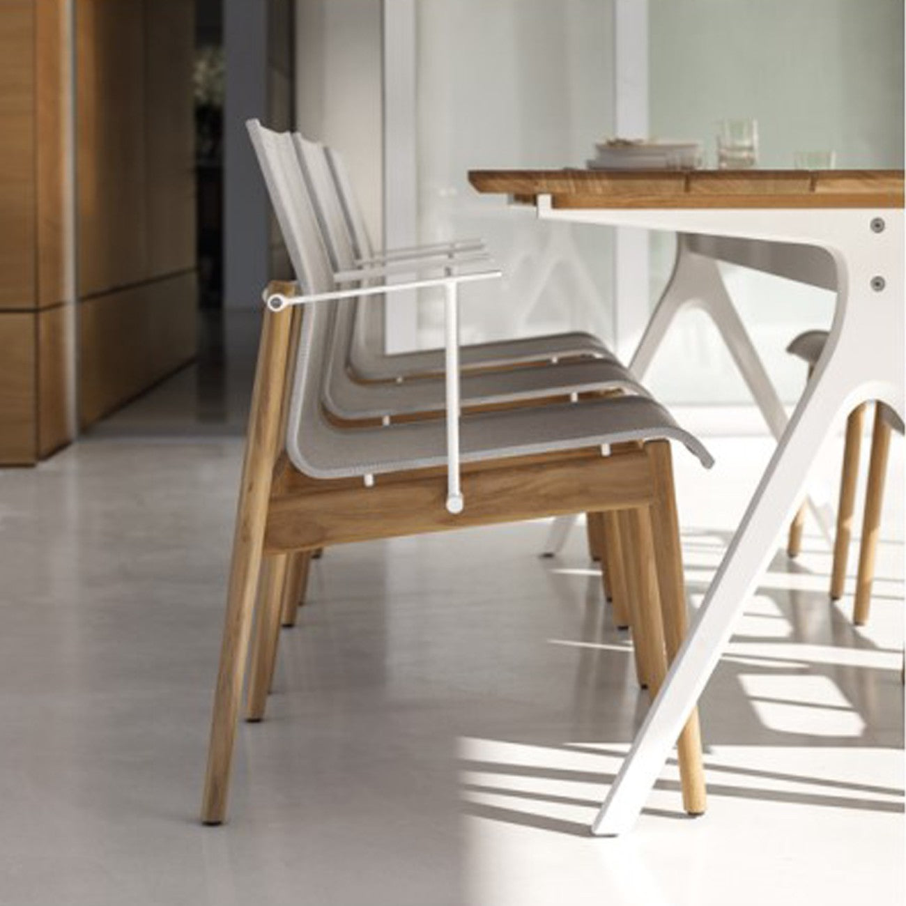 Gloster  Sway Teak Stacking Chair with Arms
