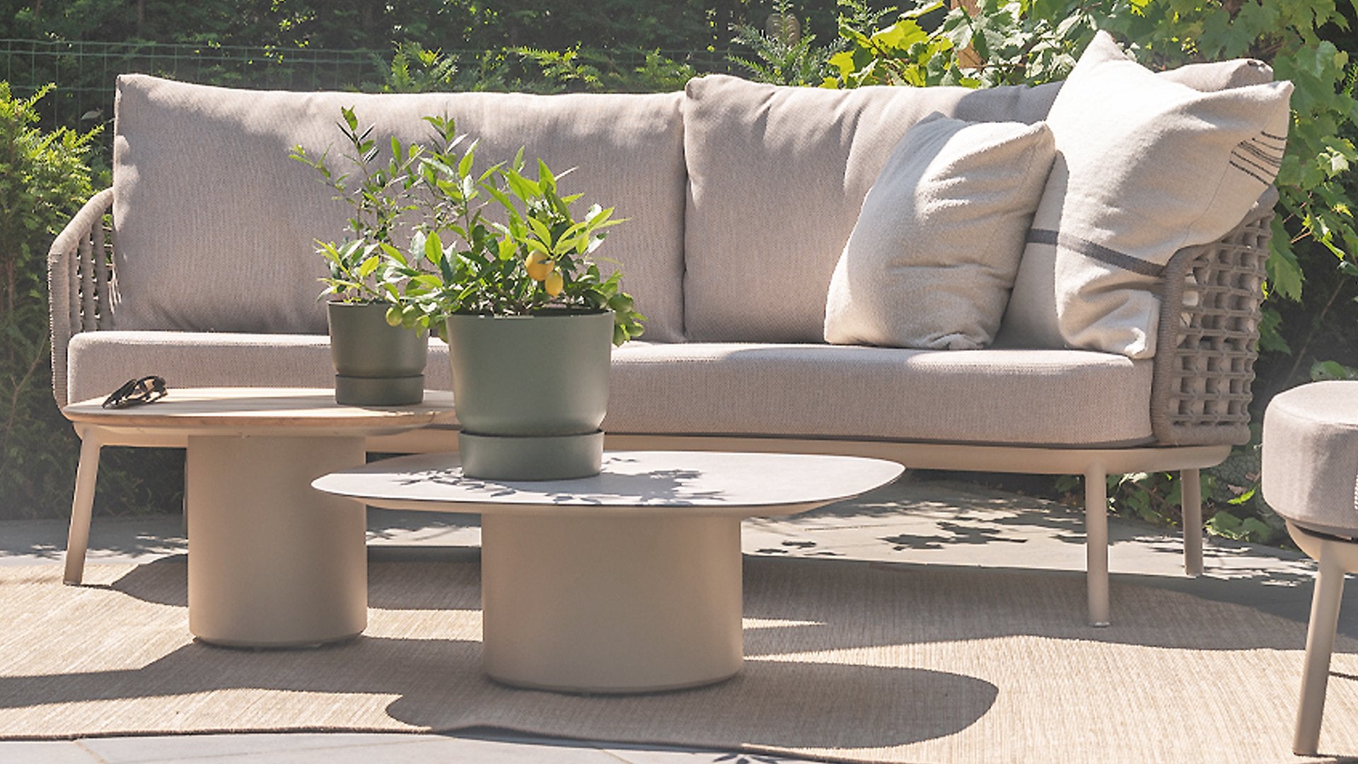 4 Seasons Outdoor Puglia Lounge Set With Demi Coffee Tables and Footstool