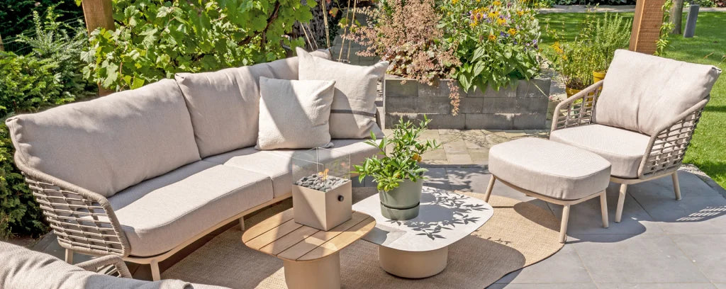 4 Seasons Outdoor Puglia Lounge Set With Demi Coffee Tables and Footstool