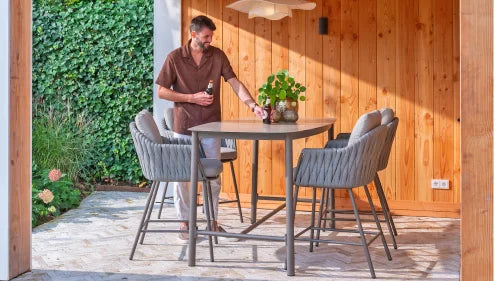 4 Seasons Outdoor Eva 6 Seat with Manolo 180cm Barrel Ceramic Dining Table