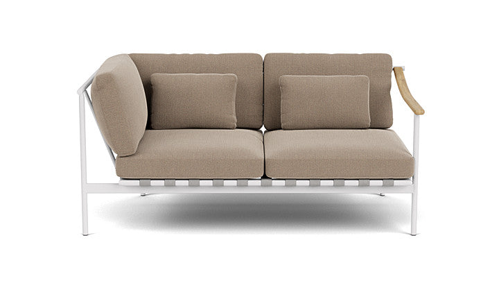 Barlow Tyrie Around Deep Seating Double Lounge Sofa with Aluminium Left Arm and Teak Right Arm